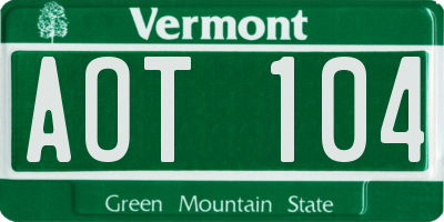 VT license plate AOT104