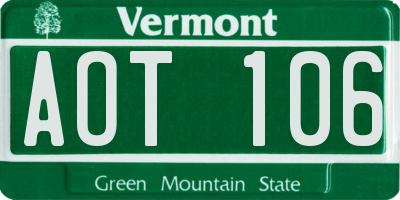 VT license plate AOT106