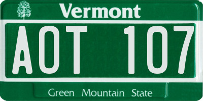 VT license plate AOT107