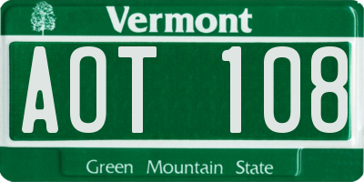 VT license plate AOT108