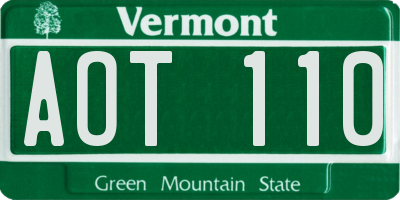 VT license plate AOT110