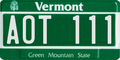 VT license plate AOT111