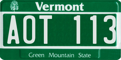 VT license plate AOT113