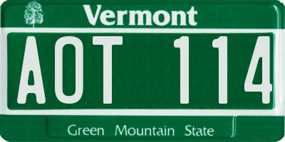 VT license plate AOT114