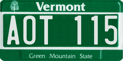 VT license plate AOT115