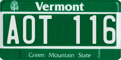 VT license plate AOT116