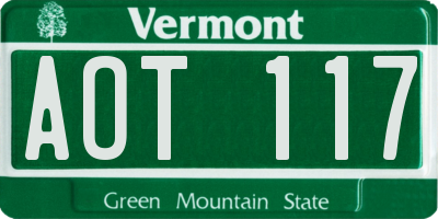 VT license plate AOT117