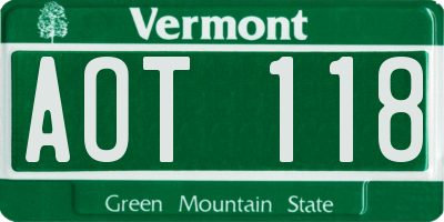 VT license plate AOT118
