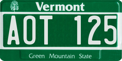 VT license plate AOT125