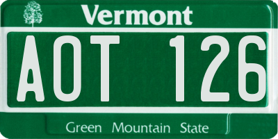 VT license plate AOT126