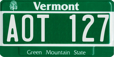 VT license plate AOT127