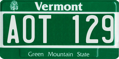 VT license plate AOT129
