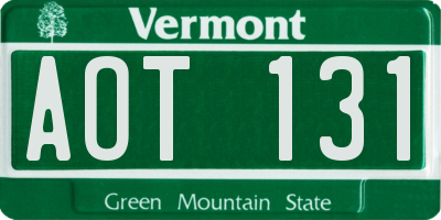 VT license plate AOT131