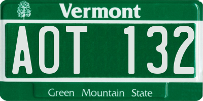 VT license plate AOT132