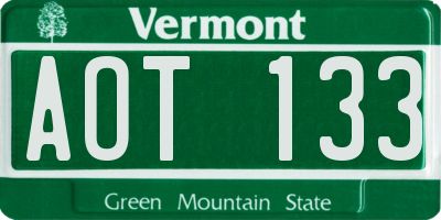 VT license plate AOT133