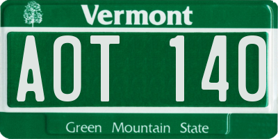 VT license plate AOT140