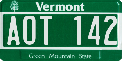 VT license plate AOT142