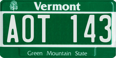 VT license plate AOT143