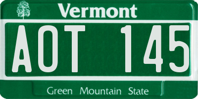 VT license plate AOT145