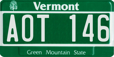 VT license plate AOT146