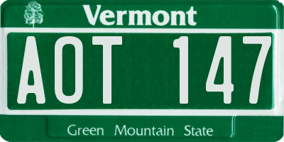 VT license plate AOT147