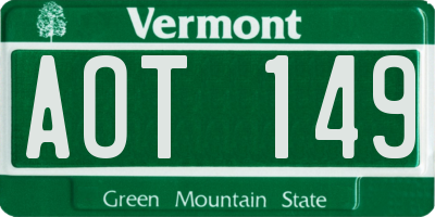 VT license plate AOT149
