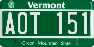 VT license plate AOT151