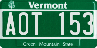 VT license plate AOT153