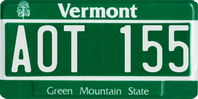 VT license plate AOT155