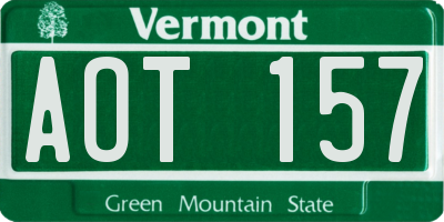 VT license plate AOT157
