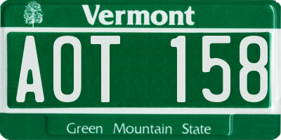 VT license plate AOT158