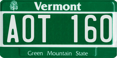 VT license plate AOT160