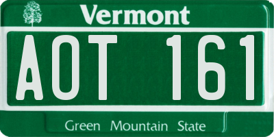VT license plate AOT161