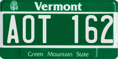 VT license plate AOT162