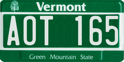 VT license plate AOT165