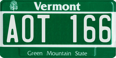 VT license plate AOT166