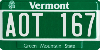 VT license plate AOT167