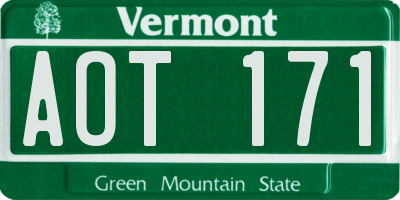 VT license plate AOT171