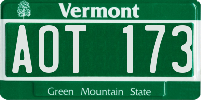 VT license plate AOT173