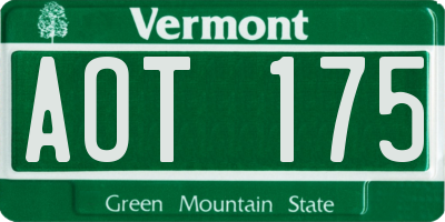 VT license plate AOT175