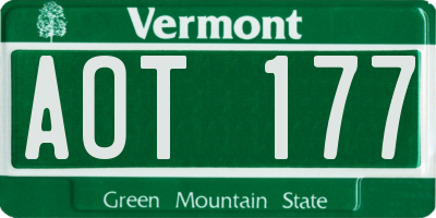 VT license plate AOT177