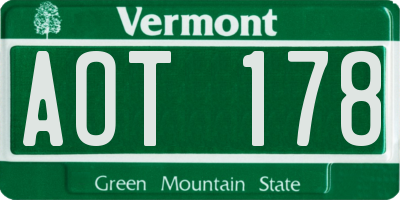 VT license plate AOT178