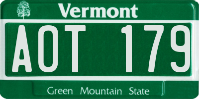 VT license plate AOT179