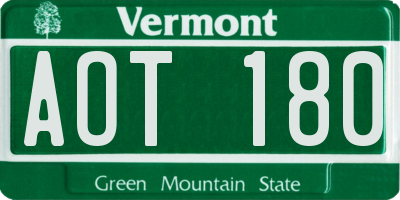 VT license plate AOT180