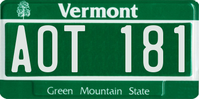 VT license plate AOT181