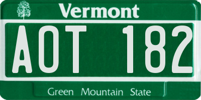 VT license plate AOT182