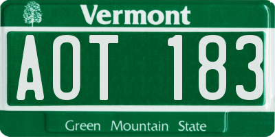 VT license plate AOT183