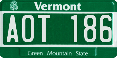 VT license plate AOT186