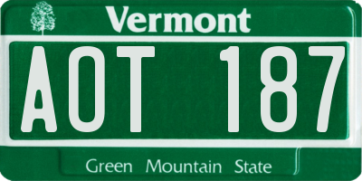VT license plate AOT187