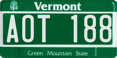 VT license plate AOT188